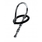 Серебристый уретральный плаг-бусины TOYFA Metal с мягким фиксириющим кольцом - ToyFa - купить с доставкой в Костроме