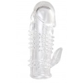 Прозрачная гелевая насадка с шипами и клиторальным отростком - 13 см. - Toyfa Basic - в Костроме купить с доставкой
