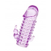 Закрытая фиолетовая насадка с 2 отростками - 13 см. - Toyfa Basic - в Костроме купить с доставкой