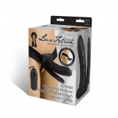 Полый страпон с двумя отростками и вибрацией Unisex Vibrating Hollow Strap-On Double Penetrating Dildo - 17,8 см. - Lux Fetish - купить с доставкой в Костроме