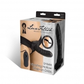 Чёрный полый страпон с вибрацией Unisex Vibrating Hollow Strap-On - 14 см. - Lux Fetish - купить с доставкой в Костроме
