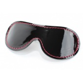 Чёрная перфорированная маска из кожи с красной строчкой - БДСМ Арсенал - купить с доставкой в Костроме