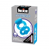 Голубое эрекционное виброкольцо Luxe VIBRO  Дьявол в доспехах  + презерватив - Luxe - в Костроме купить с доставкой