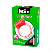 Розовое эрекционное виброкольцо Luxe VIBRO  Поцелуй стриптизёрши  + презерватив - Luxe - в Костроме купить с доставкой