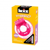 Розовое эрекционное виброкольцо Luxe VIBRO  Ужас Альпиниста  + презерватив - Luxe - в Костроме купить с доставкой