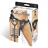 Черные трусики для страпона из патентованной кожи - Lux Fetish - купить с доставкой в Костроме