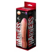 Телесная изогнутая насадка на Harness с коннектором BLACK LINE - 17 см. - LOVETOY (А-Полимер) - купить с доставкой в Костроме