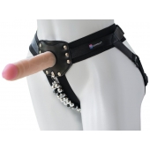 Черный пояс-трусики с насадкой  Гламур Dana  - 15,5 см. - LOVETOY (А-Полимер) - купить с доставкой в Костроме