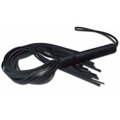 Чёрная кожаная плеть с жесткой ручкой - 63 см. - Sitabella - купить с доставкой в Костроме