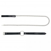 Черный поводок и чокер с кольцом Rada - Rebelts - купить с доставкой в Костроме