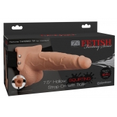Телесный полый страпон с имитацией эякуляции 7.5  Hollow Squirting Strap-On with Balls Flesh - 21,6 см. - Pipedream - купить с доставкой в Костроме