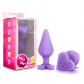 Фиолетовая анальная пробка Naughty Candy Heart Do Me Now - 8,9 см. - Blush Novelties - купить с доставкой в Костроме