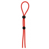 Красное лассо на пенис с двумя бусинами STRETCHY LASSO CAGE - Dream Toys - в Костроме купить с доставкой
