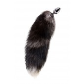 Серебристая металлическая анальная втулка с хвостом чернобурой лисы - размер S - ToyFa - купить с доставкой в Костроме
