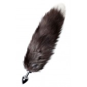 Серебристая металлическая анальная втулка с хвостом чернобурой лисы - размер S - ToyFa - купить с доставкой в Костроме