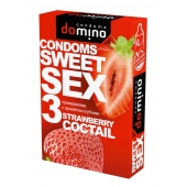 Презервативы для орального секса DOMINO Sweet Sex с ароматом клубничного коктейля  - 3 шт. - Domino - купить с доставкой в Костроме