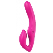 Ярко-розовый безремневой страпон REMOTE DOUBLE DIPPER - 22 см. - Dream Toys - купить с доставкой в Костроме