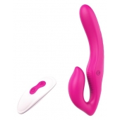 Ярко-розовый безремневой страпон REMOTE DOUBLE DIPPER - 22 см. - Dream Toys - купить с доставкой в Костроме