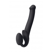 Черный безремневой страпон Silicone Bendable Strap-On M - Strap-on-me - купить с доставкой в Костроме