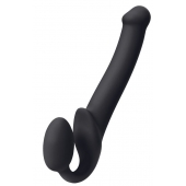 Черный безремневой страпон Silicone Bendable Strap-On M - Strap-on-me - купить с доставкой в Костроме