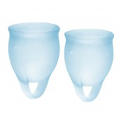 Набор голубых менструальных чаш Feel confident Menstrual Cup - Satisfyer - купить с доставкой в Костроме