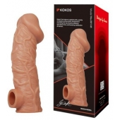 Телесная насадка на фаллос с отверстием для мошонки EXTREME SLEEVE - 17,6 см. - KOKOS - в Костроме купить с доставкой