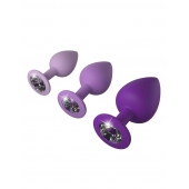 Набор из 3 фиолетовых анальных пробок со стразами Little Gems Trainer Set - Pipedream - купить с доставкой в Костроме