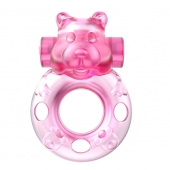 Розовое эрекционное виброкольцо на пенис Pink Bear - Baile - в Костроме купить с доставкой