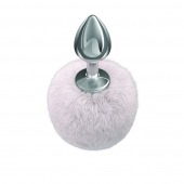 Серебристая анальная пробка с белым пушистым хвостиком Twinkle - Lola Games - купить с доставкой в Костроме