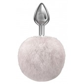 Серебристая анальная пробка с белым пушистым хвостиком Twinkle - Lola Games - купить с доставкой в Костроме