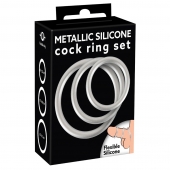 Набор из 3 эрекционных колец под металл Metallic Silicone Cock Ring Set - Orion - в Костроме купить с доставкой