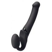 Черный безремневой вибрострапон Silicone Bendable Strap-On M - Strap-on-me - купить с доставкой в Костроме