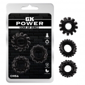 Набор из 3 черных эрекционных колец Gear Up Rings - Chisa - в Костроме купить с доставкой