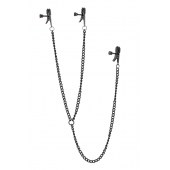 Черные зажимы на соски и клитор на цепочке DELUXE NIPPLE   CLIT CLAMPS - Dream Toys - купить с доставкой в Костроме