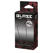 Черные зажимы на соски на цепочке BLAZE DELUXE NIPPLE CLAMPS - Dream Toys - купить с доставкой в Костроме