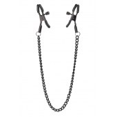 Черные зажимы на соски на цепочке BLAZE DELUXE NIPPLE CLAMPS - Dream Toys - купить с доставкой в Костроме