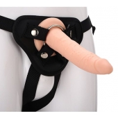 Телесный страпон на черных трусиках STRAP ON REAL DILDO - 20 см. - Dream Toys - купить с доставкой в Костроме