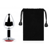 Серебристая анальная пробка с красным стразом - 7,2 см. - Anal Jewelry Plug - купить с доставкой в Костроме