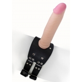Черный узкий пояс на бедро с телесной насадкой - LOVETOY (А-Полимер) - купить с доставкой в Костроме