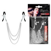 Оригинальные зажимы на соски с тройной цепочкой - Notabu - купить с доставкой в Костроме