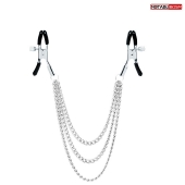 Оригинальные зажимы на соски с тройной цепочкой - Notabu - купить с доставкой в Костроме