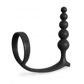 Черная анальная цепочка с эрекционным кольцом Ass-gasm Cockring Anal Beads - Pipedream - в Костроме купить с доставкой