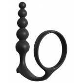 Черная анальная цепочка с эрекционным кольцом Ass-gasm Cockring Anal Beads - Pipedream - в Костроме купить с доставкой