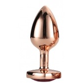 Золотистая анальная втулка с кристаллом-сердечком розового цвета - 7,1 см. - Dream Toys - купить с доставкой в Костроме