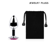 Серебристая анальная пробка с малиновым кристаллом - 7,2 см. - Anal Jewelry Plug - купить с доставкой в Костроме