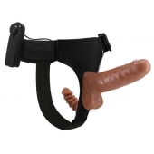 Страпон с вагинальной пробкой и вибрацией Ultra Passionate Harness - 16 см. - Baile - купить с доставкой в Костроме