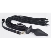 Черная анальная пробка с плетью - Sitabella - купить с доставкой в Костроме