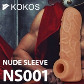 Телесная открытая насадка-реалистик с подхватом мошонки Nude Sleeve L - 14 см. - KOKOS - в Костроме купить с доставкой