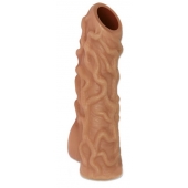 Телесная насадка с венками и открытой головкой Nude Sleeve L - 14 см. - KOKOS - в Костроме купить с доставкой