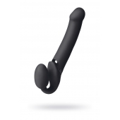 Черный безремневой вибрострапон Vibrating Bendable Strap-On L - Strap-on-me - купить с доставкой в Костроме